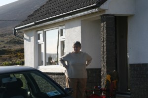 Mum (Cynthia Hughes) outside "Greenfields"